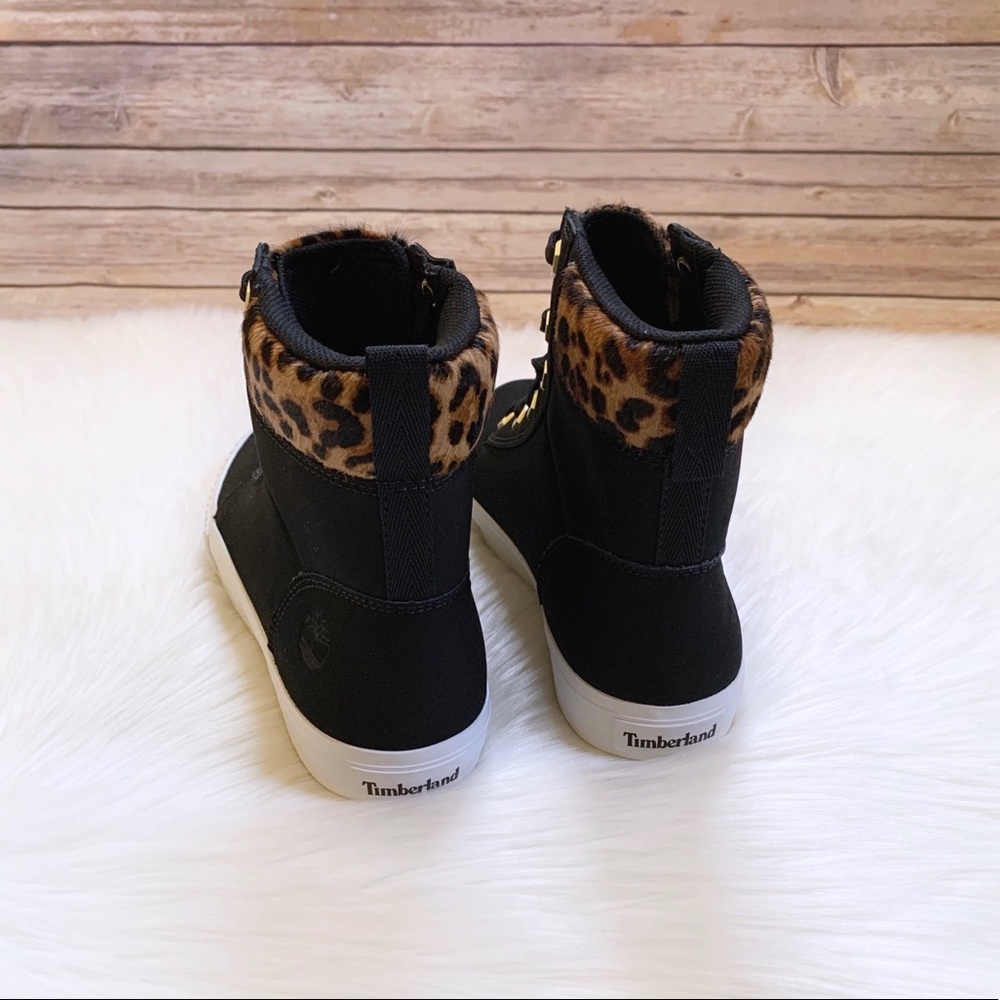 Timberland Black and Leopard Lace Up Boots - Picture 5 of 6
